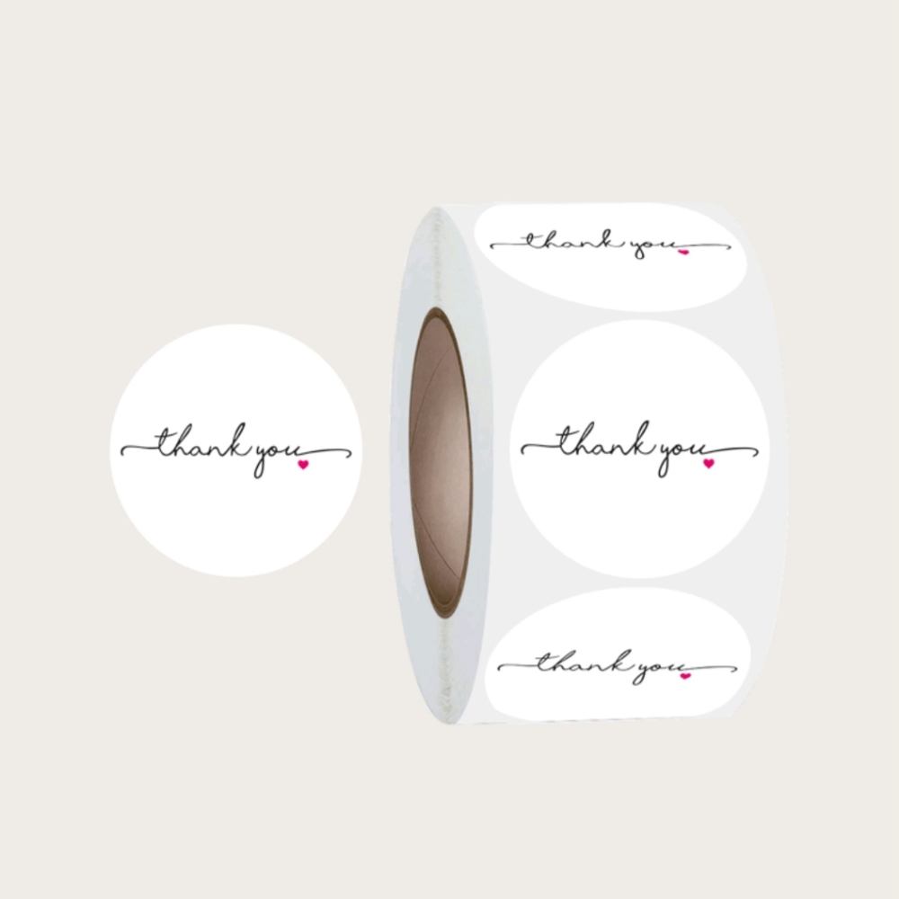 Roll of Cute Minimalist Thank You Stickers